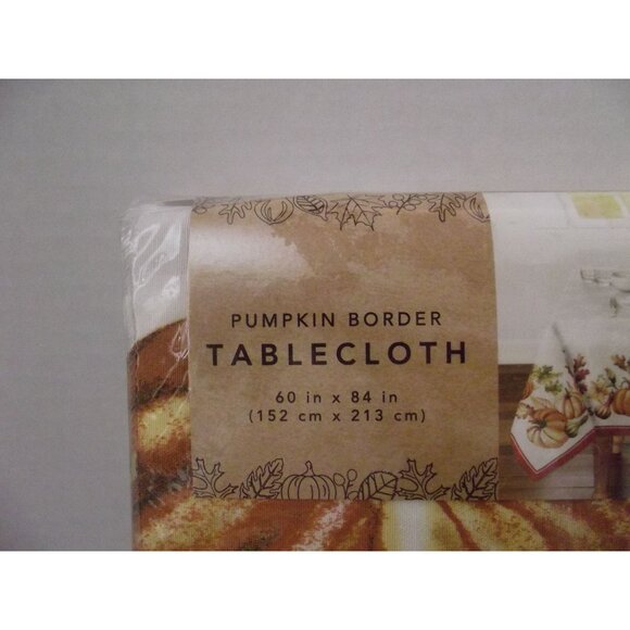 Pumpkin Boarder Harvest OblongTablecloth, Beautiful Harvest Theme, Autumn Print - Picture 2 of 2